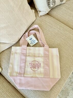 Trader Joe's Pink Striped Canvas Tote